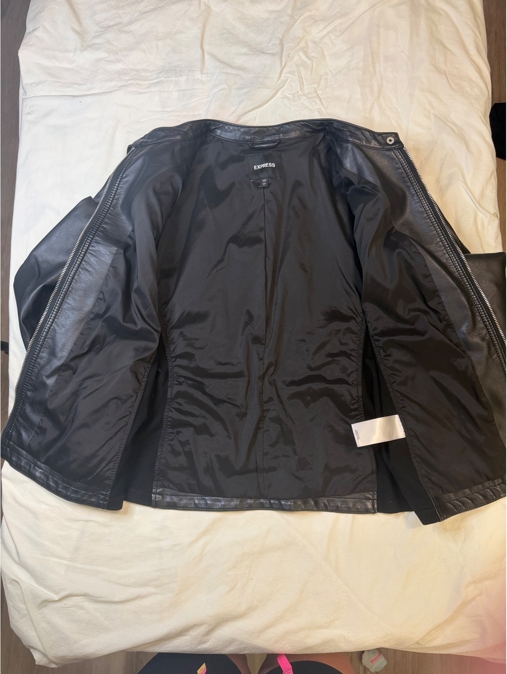 Express Black Faux Leather Jacket L - Picture 5 of 8
